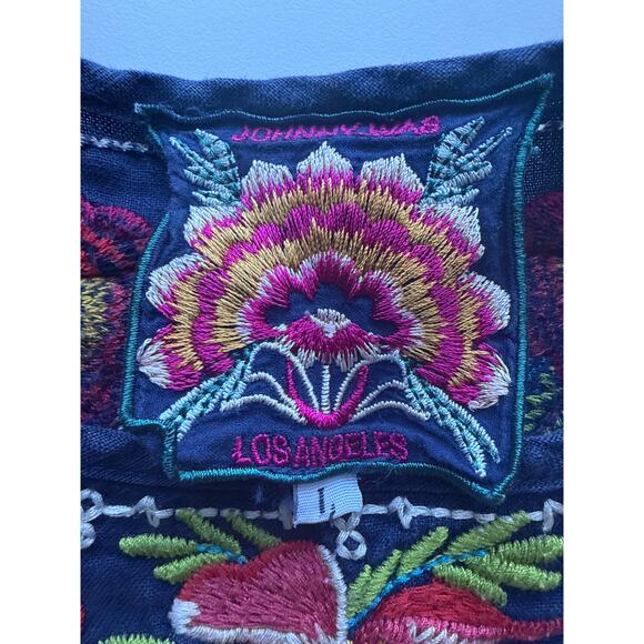 Johnny Was Samira Peasant Tunic Dress in Linen with Floral Embroidery Size Large - Picture 5 of 6